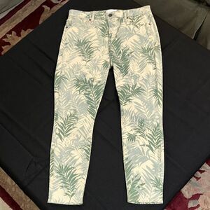 Parker Smith Green/Cream Palm Leaf Print Skinny Pants Size 30